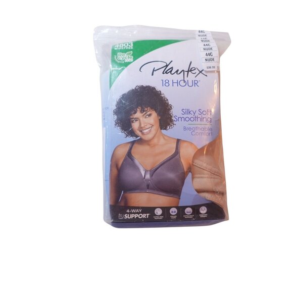 Playtex Full Figure 18 Hour Sleek & Smooth Wireless Bra Size 44C Nude 4803 - Picture 5 of 10